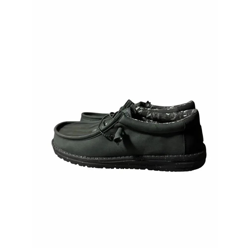 Hey Dude Wally Embossed Flag Shoes Men’s Size 9 Black NWOB Lightweight